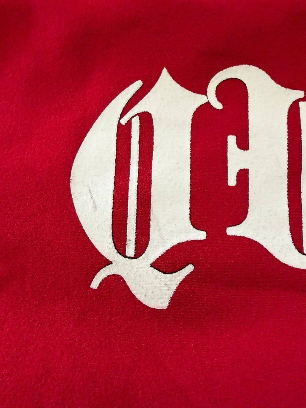 Red Gothic Lettering Extreme Crop Pullover Size S - Picture 6 of 9